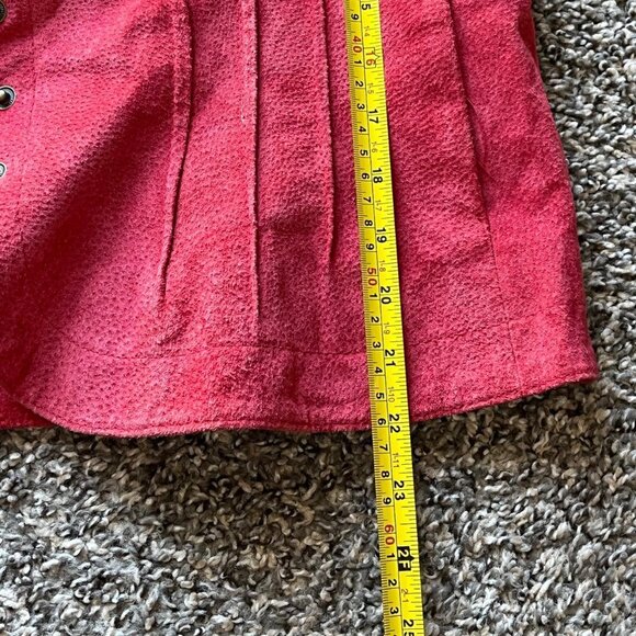 Vintage Red-pink Suede 100% Genuine Leather Womens L Biker Stylish Lightweight - Picture 8 of 8
